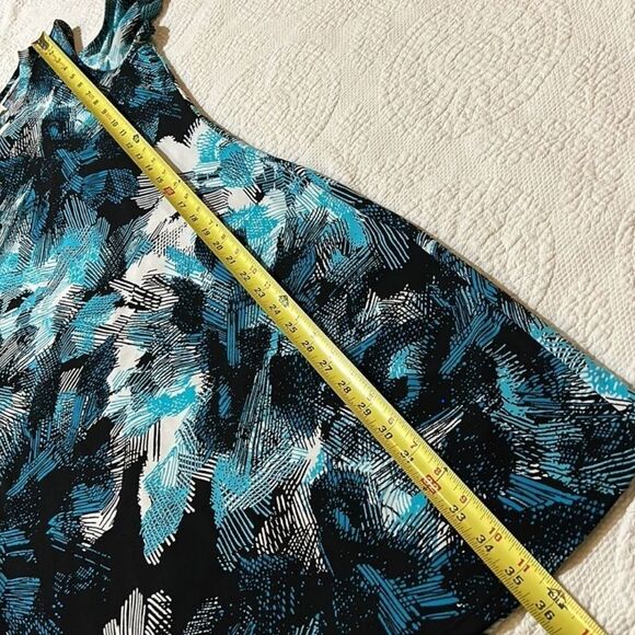 Michael Kors Cold Shoulder Blue and Black and White Mini Dress - Picture 7 of 11